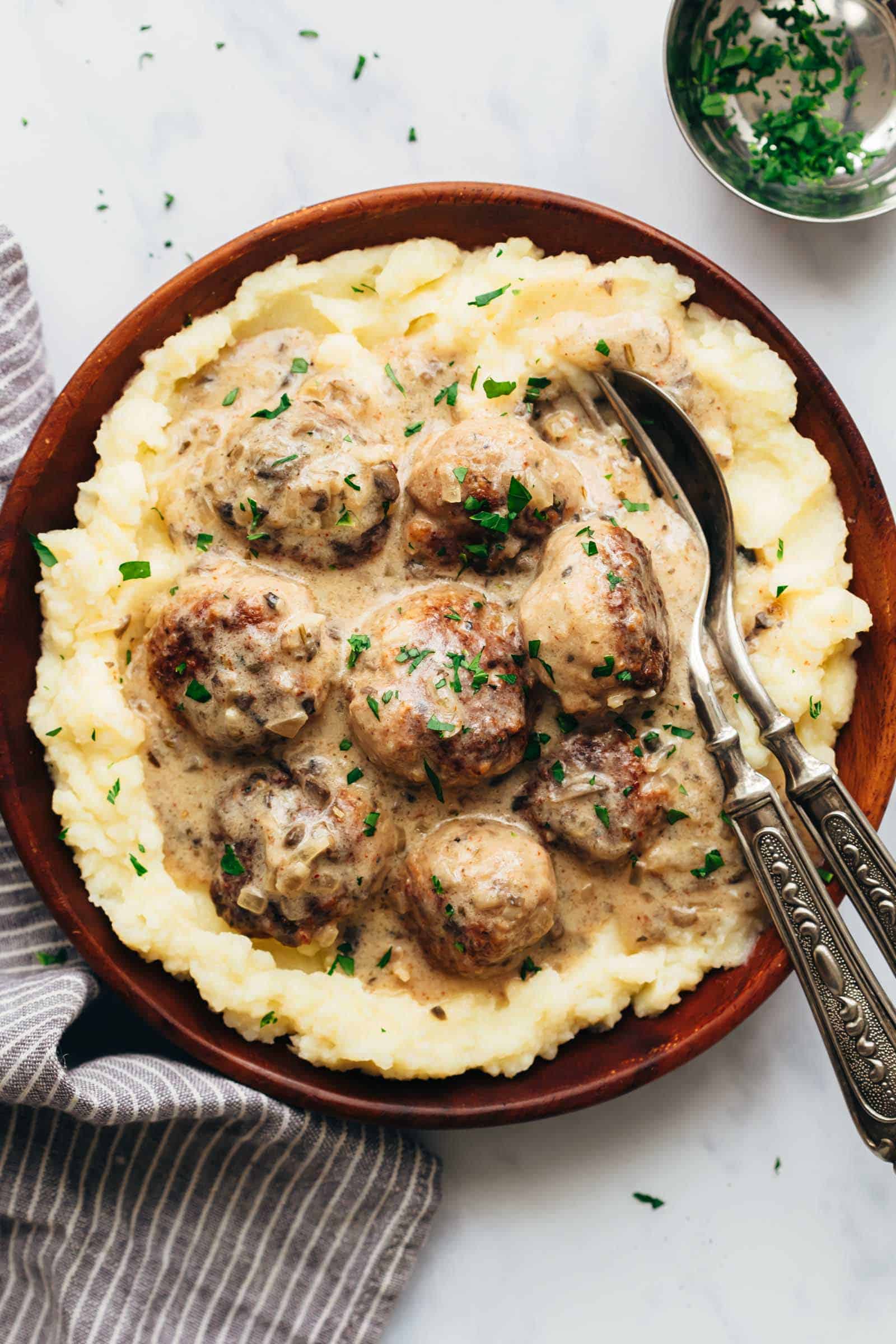 Creamy Chicken Meatballs in Mushroom Sause