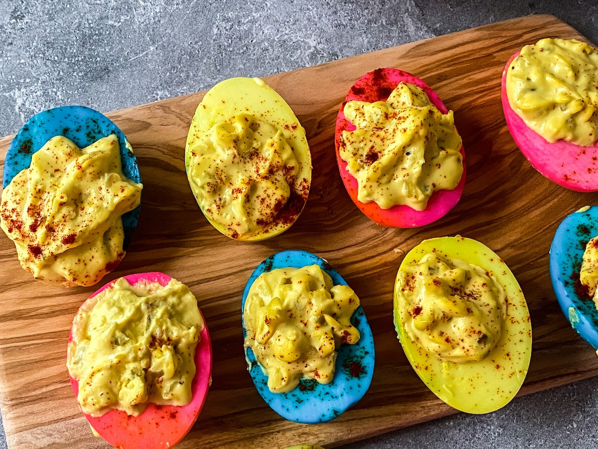 Naturally Dyed Deviled Eggs