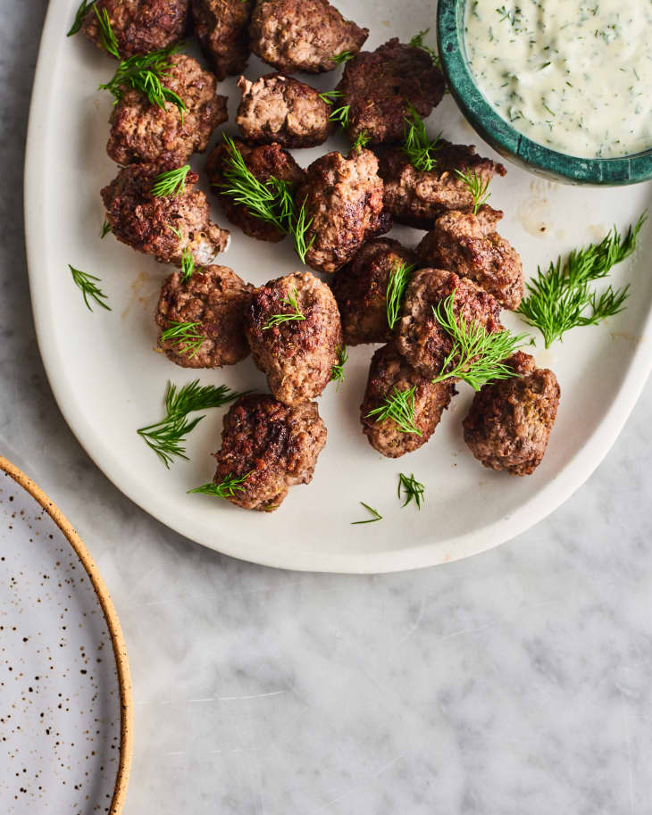 Greek Lamb Meatballs with Creamy Dill Dipping Sauce