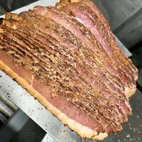 Thumbnail for Wagyu Beef Pastrami Uncured, Med Thick Sliced, 2-3 slices /Approx 75- 1 lb Pkg /NOT Aged