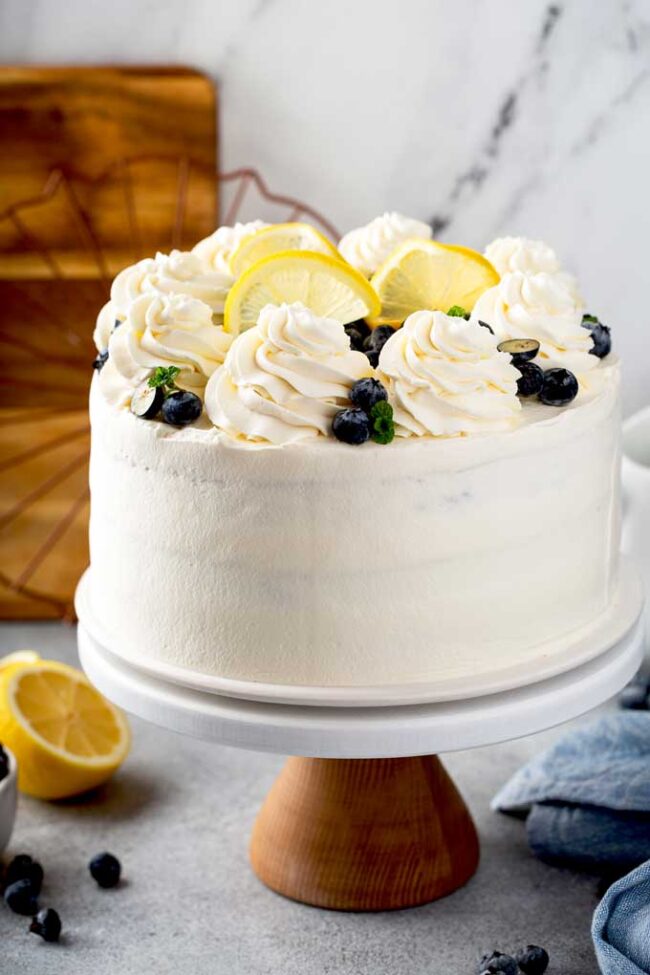 Lemon Blueberry Cake with Whipped Mascarpone Frosting