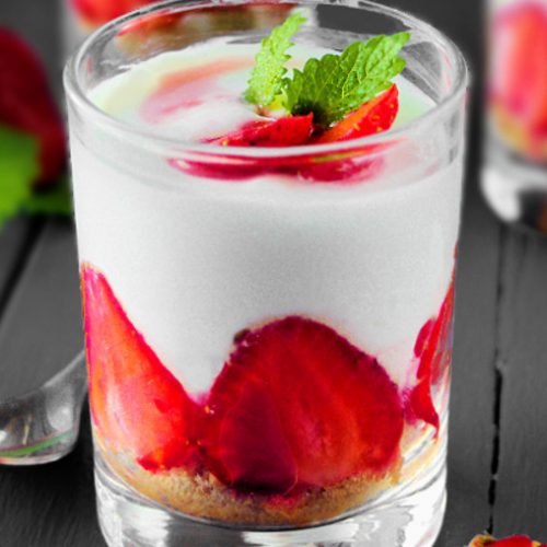 Breakfast Dessert Yogurt and strawberry