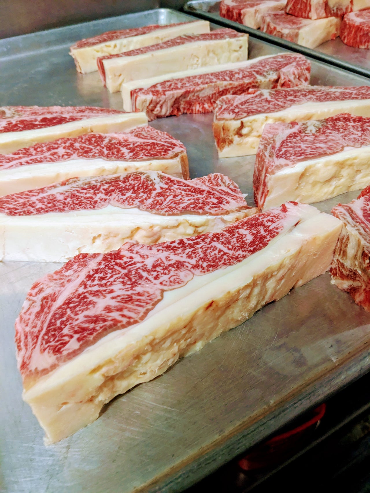 Grass Fed Grass Finished Beef NY Strip Steak Bone OUT Japanese Black Wagyu Beef Full Blood AGED 21+ Days