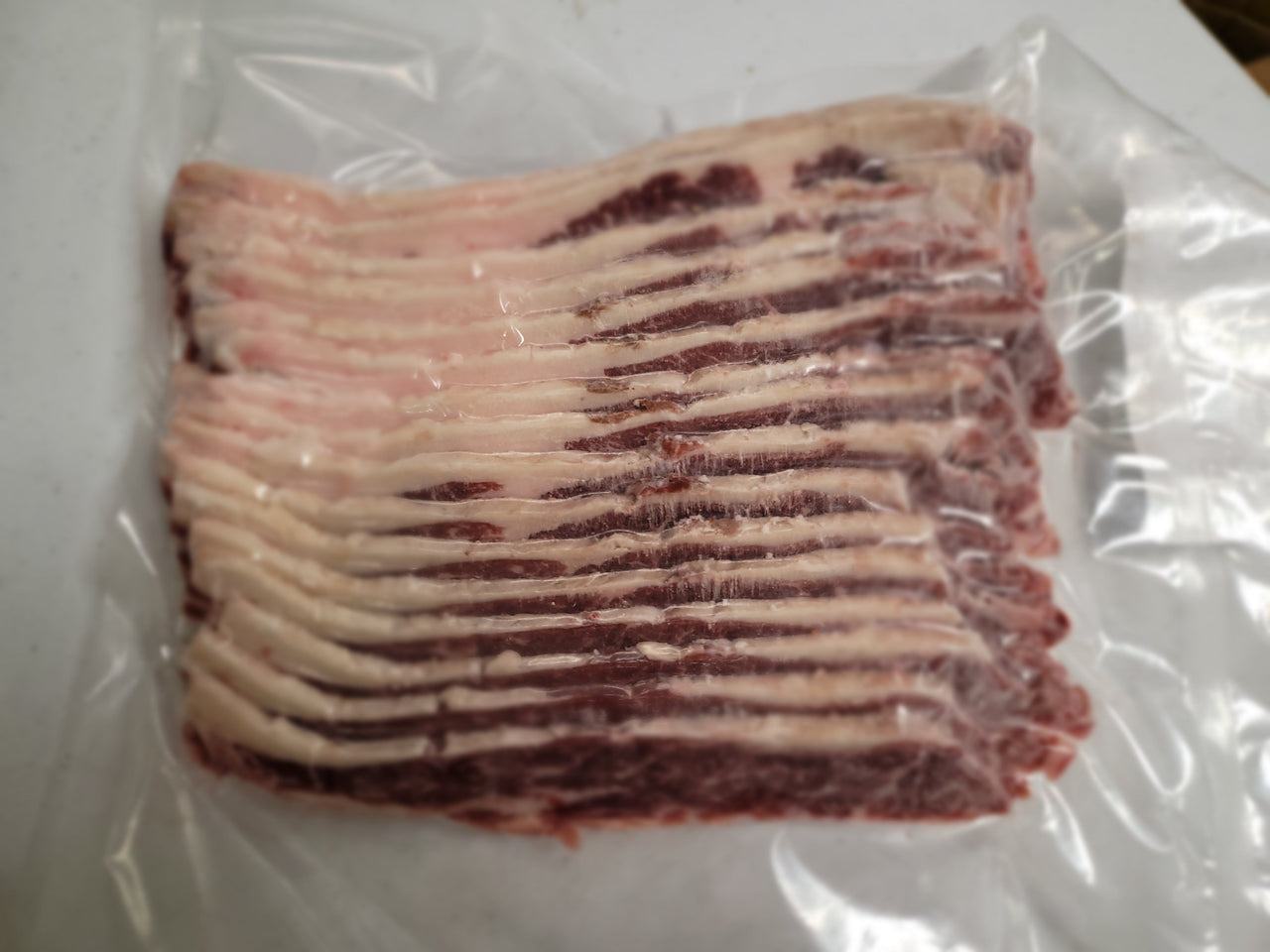 Grassfed Beef Belly Raw Sliced (Avg 1 Lb) Bacon No Sugar