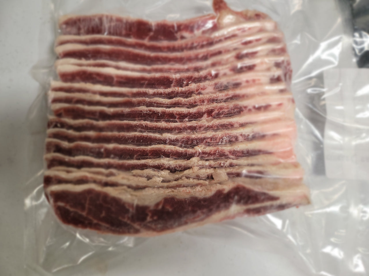 Grassfed Beef Belly Raw Sliced (Avg 1 Lb) Bacon No Sugar