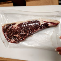 Thumbnail for Grass Fed Grass Finished Beef NY Strip Steak Bone OUT Japanese Akaushi (Brown aka: Red) Wagyu Beef Full Blood AGED 21+ Days