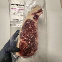 Thumbnail for Grass Fed Grass Finished Beef NY Strip Steak Bone OUT Japanese Black Wagyu Beef Full Blood AGED 21+ Days