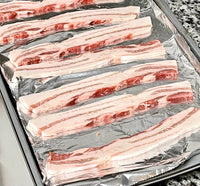 Thumbnail for Pastured Pork Belly Bacon Style Cut Raw Medium Cut Sliced Uncured No Salt Sugar Free Preservatives