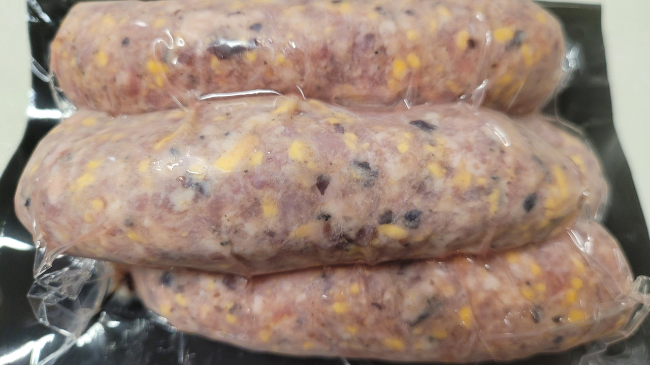 Pastured Pork Sausage Mild With Black Beans & Cheddar Cheese Large Links (Avg. Wt 1 lb) - Circle C Farm